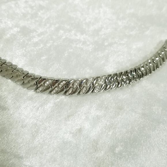 Silvertone rhinestone double clasp 7" bracelet 1.1478 - Picture 2 of 16